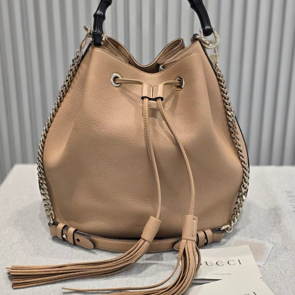 Gucci Beige Leather Hobo Bag